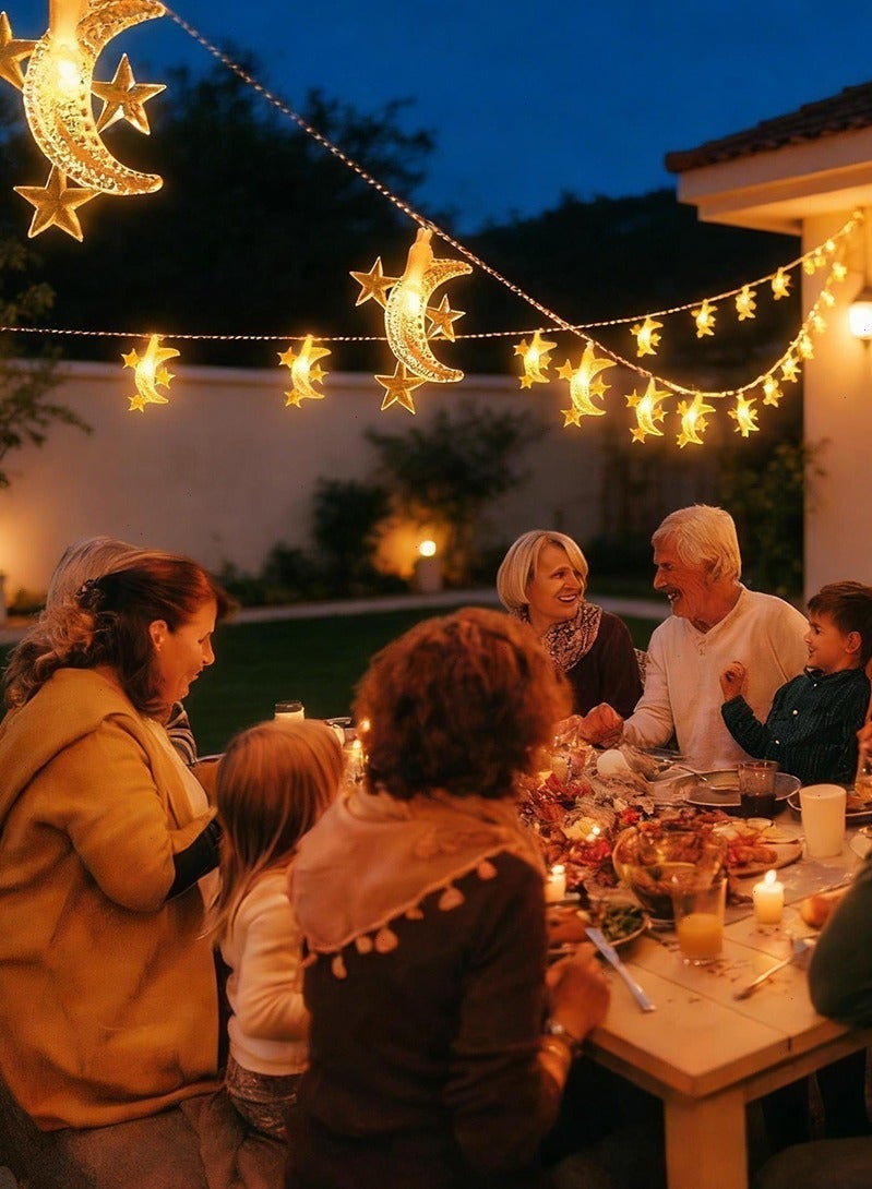 Topyich Ramadan Decorations, Ramadan Lights, 10M LED Ramadan Hanging Decorations for Home(Star and Moon Shaped) - Image 2